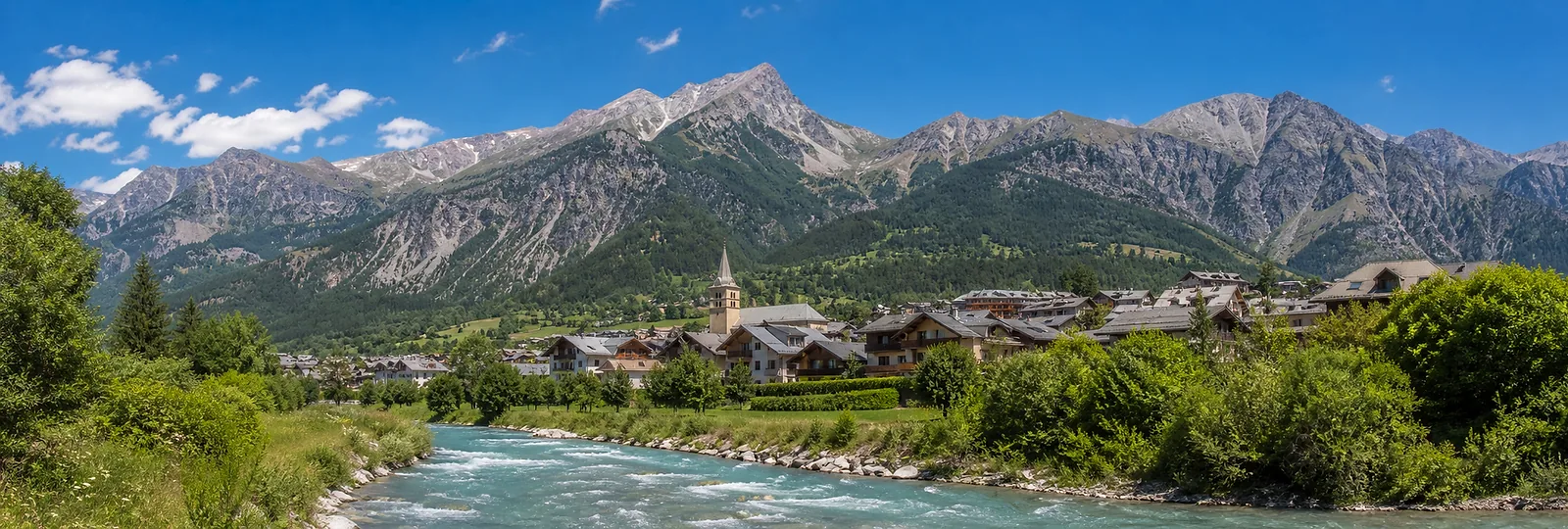 La Salle Les Alpes summer village and Serre Chevalier mountain valley
