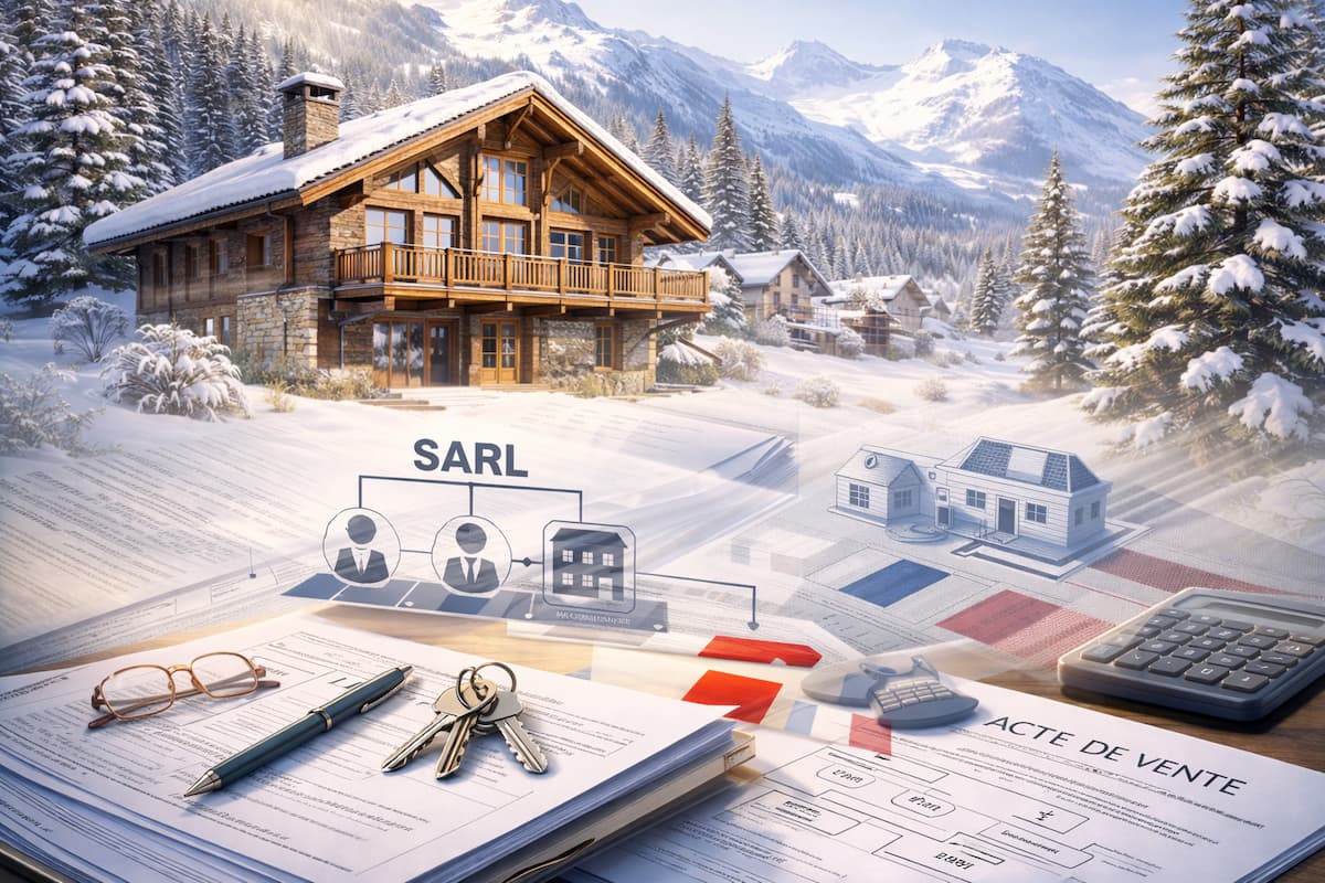 Chalet and SARL documents in winter