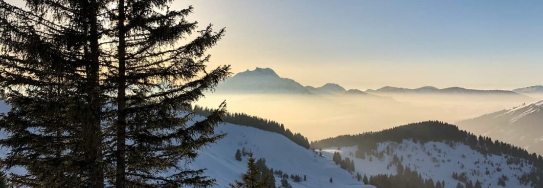 Sunset over the mountains in Morzine.
