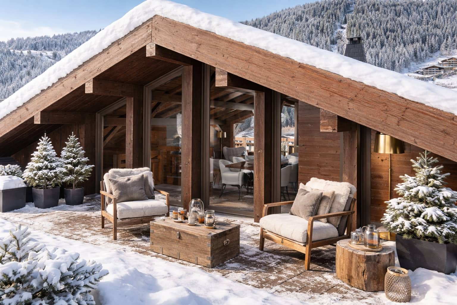 L'héritage Morzine Properties for Sale - Example of Terrace in the Winter