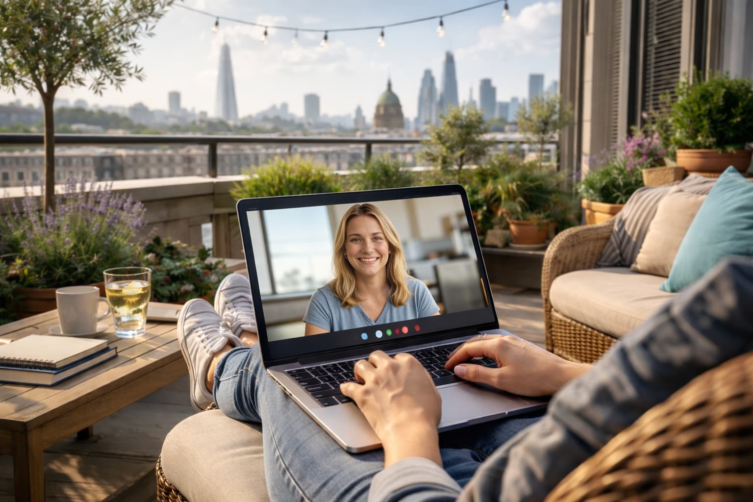 Relaxing on a London terrace