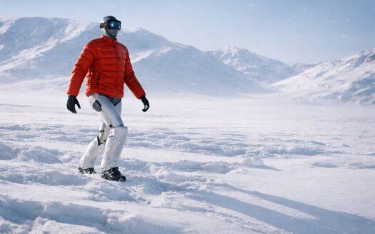 robot humanoid walking in snow