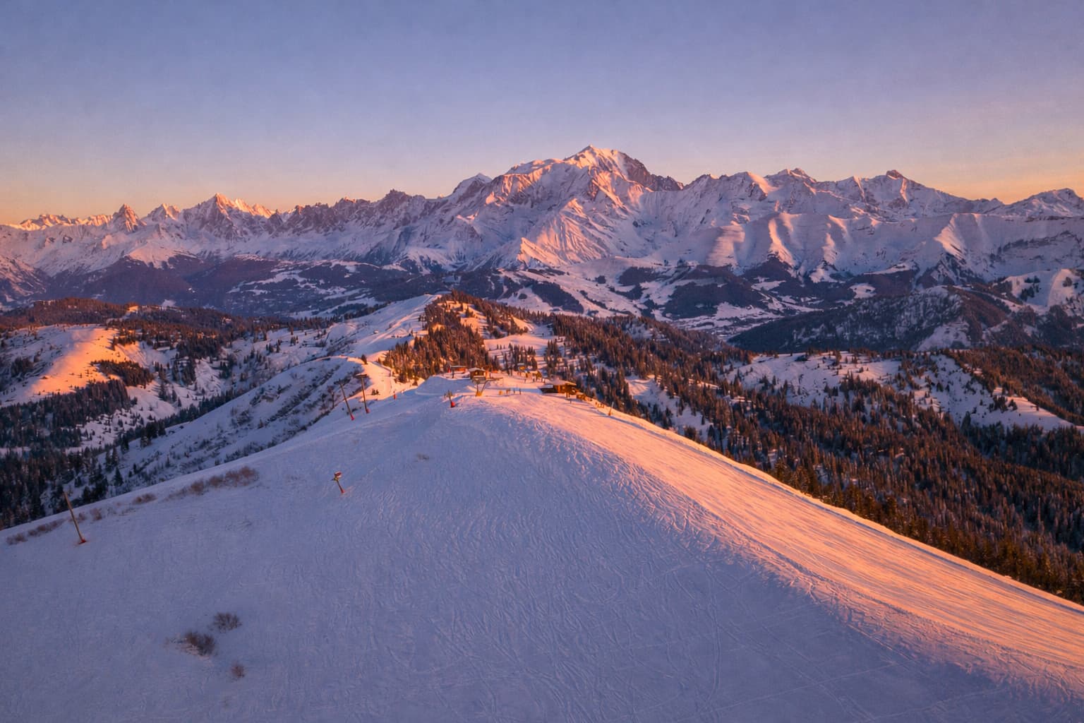 French Alps ski resort aerial view — 2030 Winter Olympics host region property investment